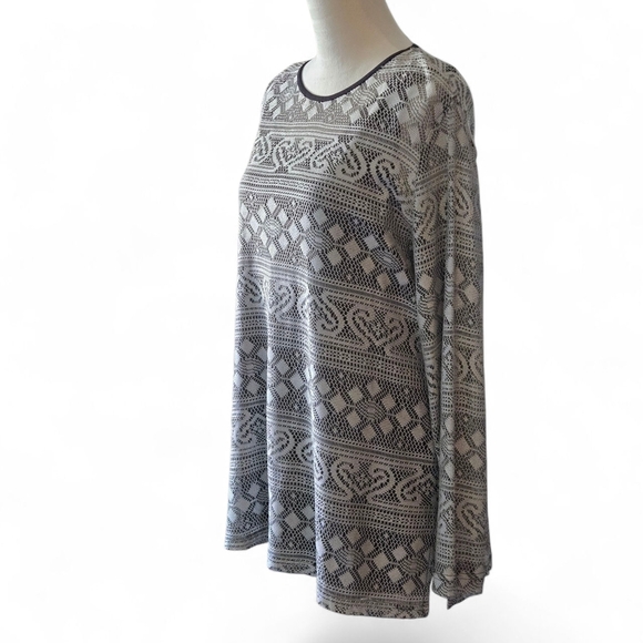 Vtg Y2K AGB Byer California Women's L Silver Lace Overlay Top w/ Black Tank USA - Picture 2 of 15